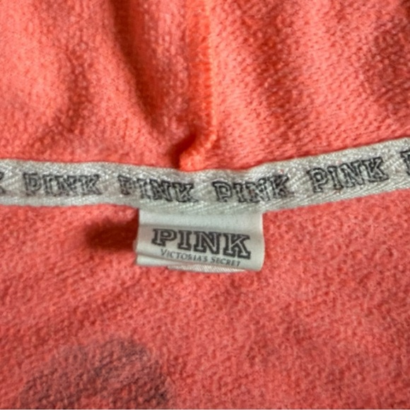 PINK Victoria’s Secret Y2K Coral Zip-Up Hoodie Small | Cozy Logo Sweatshirt - Picture 7 of 7